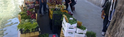 Selling fruit and vegetables in Venice.